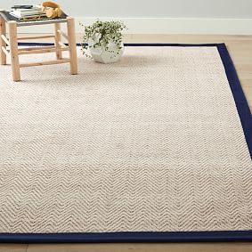 Thick Border Chenille Jute Rug - Navy