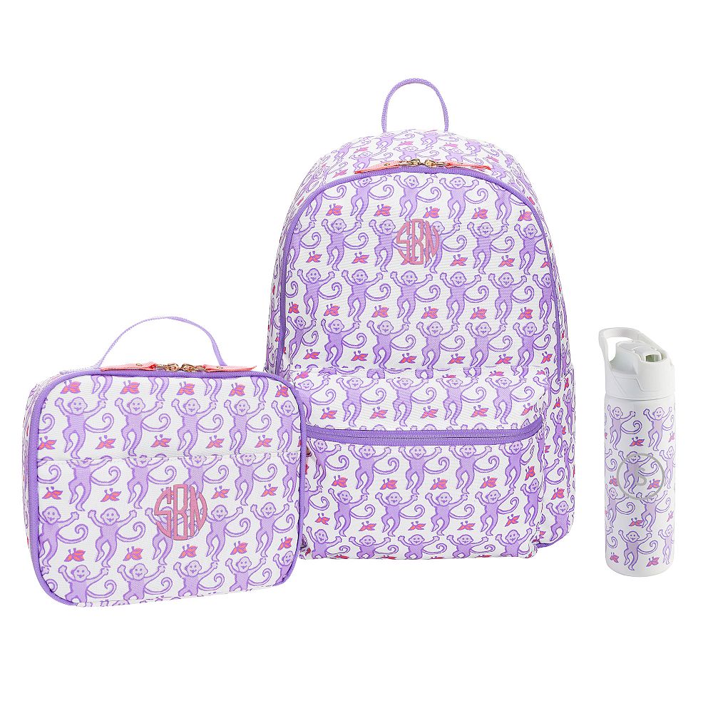 Colby Roller Rabbit Lavender Monkey Backpack &amp; Lunch Box Bundle, Set of 3