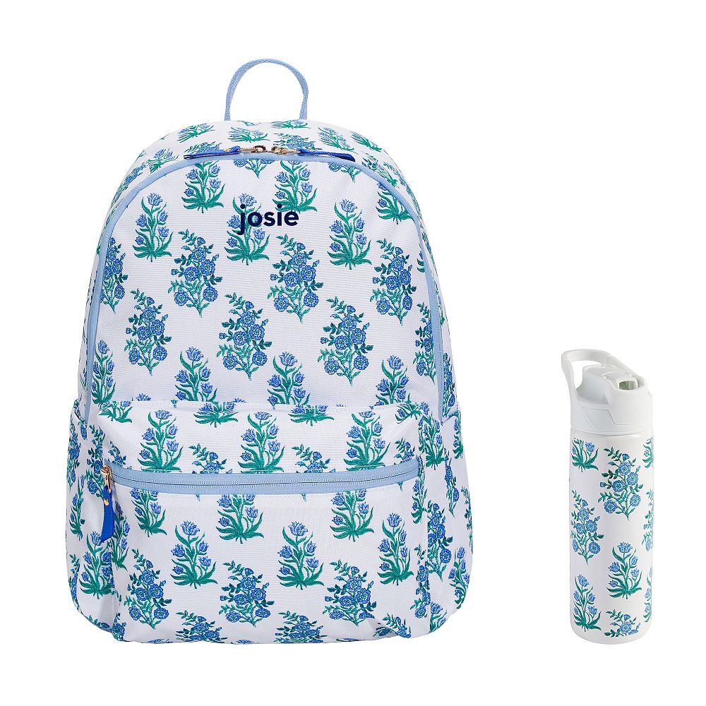 Colby Roller Rabbit Blue Floral Backpack &amp; Water Bottle Bundle