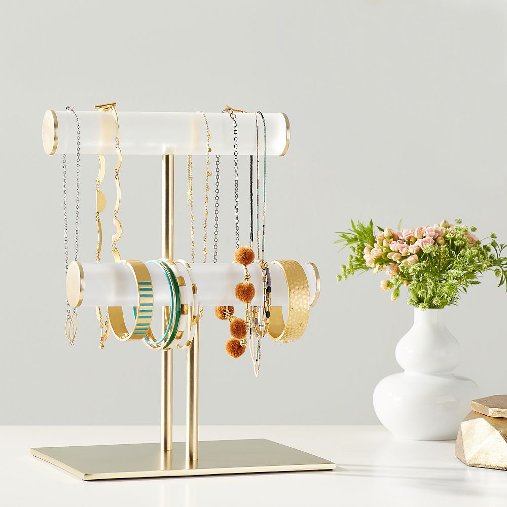 Ava Frosted Acrylic Double Bar Jewelry Stand