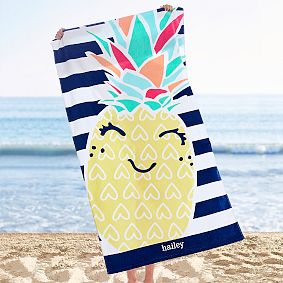Happy Pineapple Beach Towel