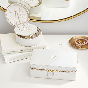 Elliot Leather Rectangle Travel Jewelry Case