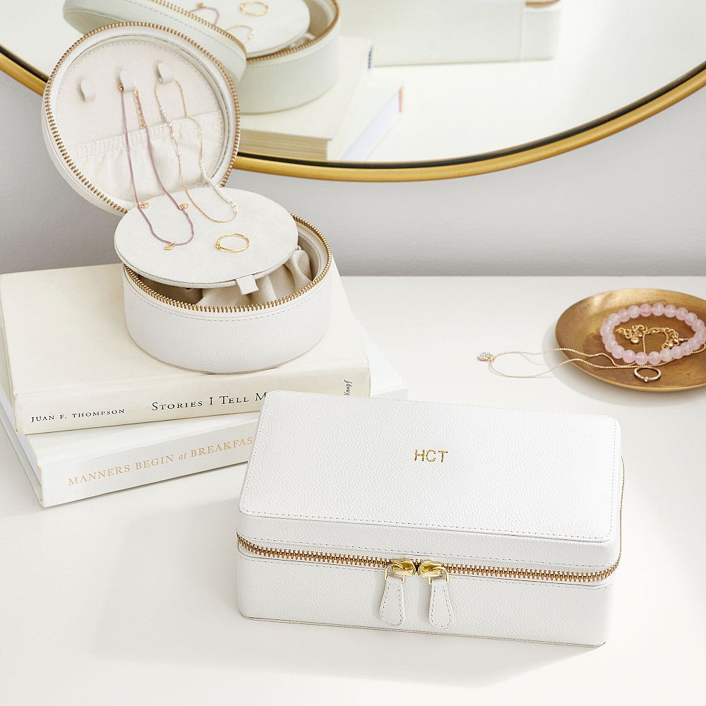 Elliot Leather Rectangle Travel Jewelry Case