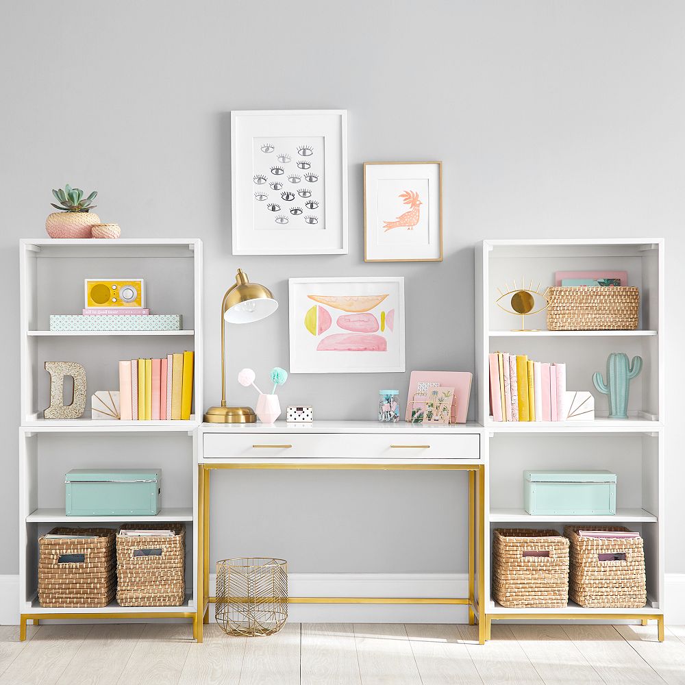 Blaire Writing Desk &amp; Cubby Bookcase Superset (90&quot;)