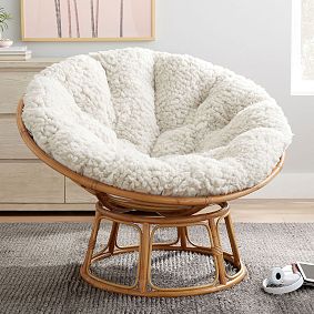 Jumbo Sherpa Ivory Papasan Chair