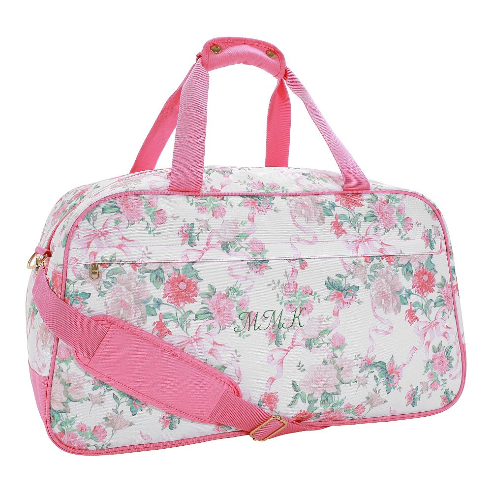 LoveShackFancy Jet-Set Pink Floral Ribbon Duffle Bag