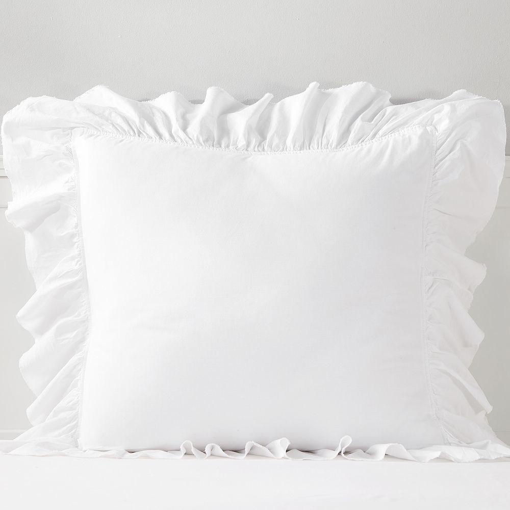 Washed Cotton Ruffle Organic Euro Shams