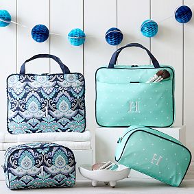 Jet Set Navy Deco Medallion Makeup Travel Case