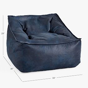 Textured Faux Suede Navy Modern Bean Bag Lounger