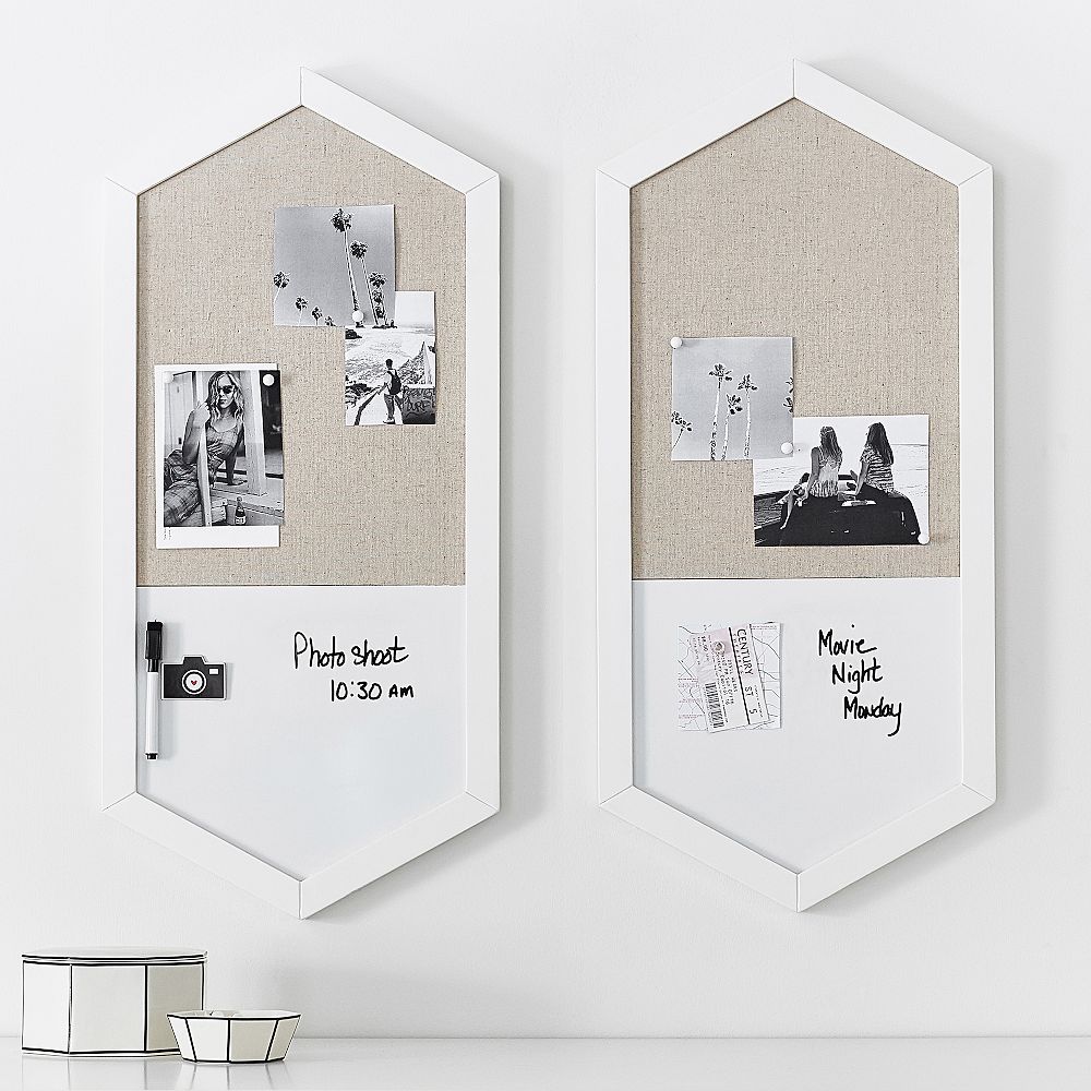 Wood Framed Hexagon Wall Organizer, Simply White