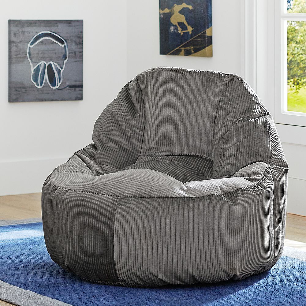 Charcoal Wide Wale Cord Leanback Lounger