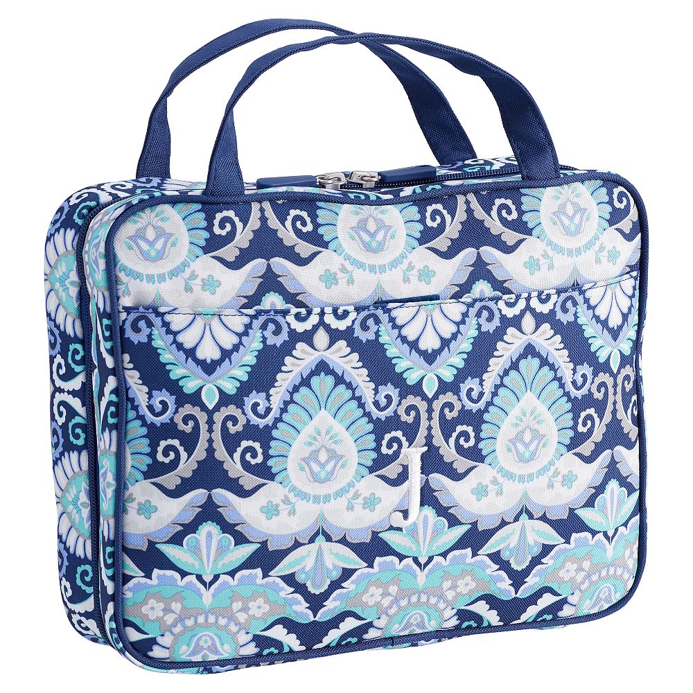 Jet Set Navy Deco Medallion Makeup Travel Case
