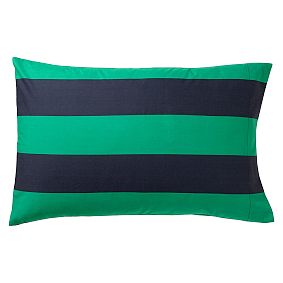 Rugby Stripe Sleeping Bag &amp; Pillowcase, Navy/Bright Green