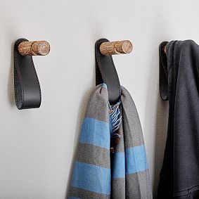 Leather Wall Hooks, Set of 3