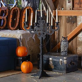 Standing Black Glitter Candelabra