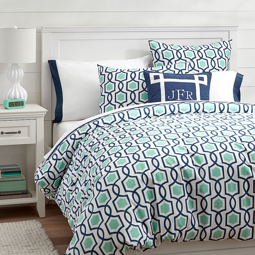 Trellis Twist Duvet Cover + Sham, Pool/Royal Navy