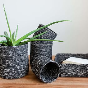 Melia Basket, Black, Set of 4