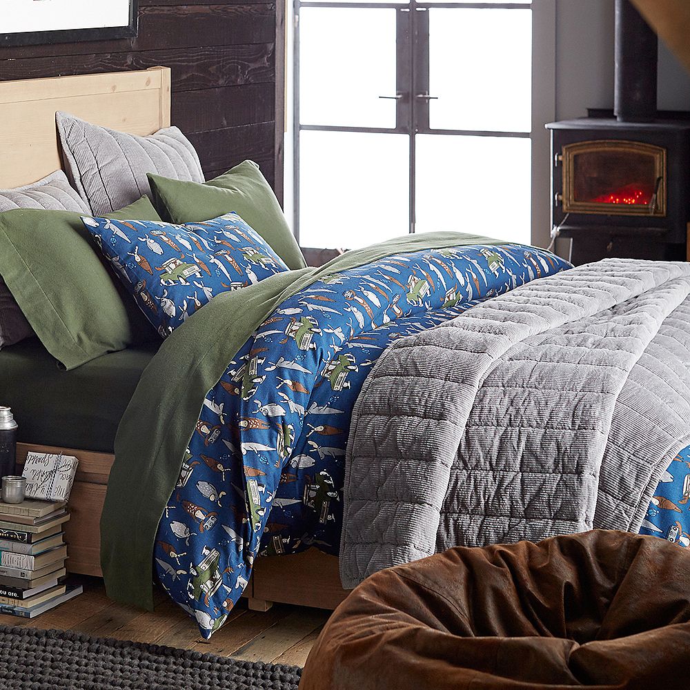 Merry Moose Flannel Duvet Cover