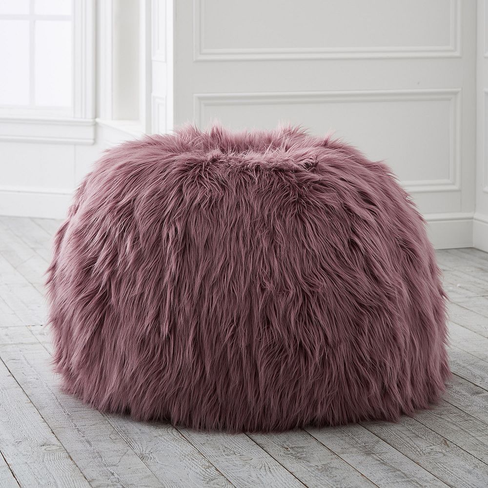 Himalayan Faux-Fur Mauve Bean Bag Chair