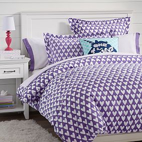 Sweethearts Flannel Duvet Cover, Purple