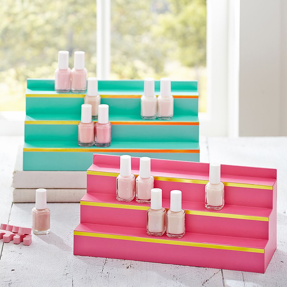 Jane Beauty Collection, Nail Polish Stadium Display, Gold Trim