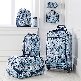 Jet Set Navy Deco Medallion Makeup Travel Case