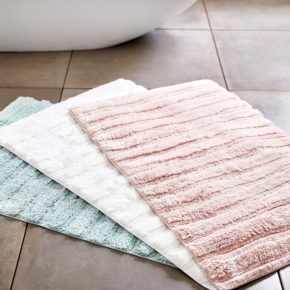 Bamboo Carved Ribbed Bath Mat