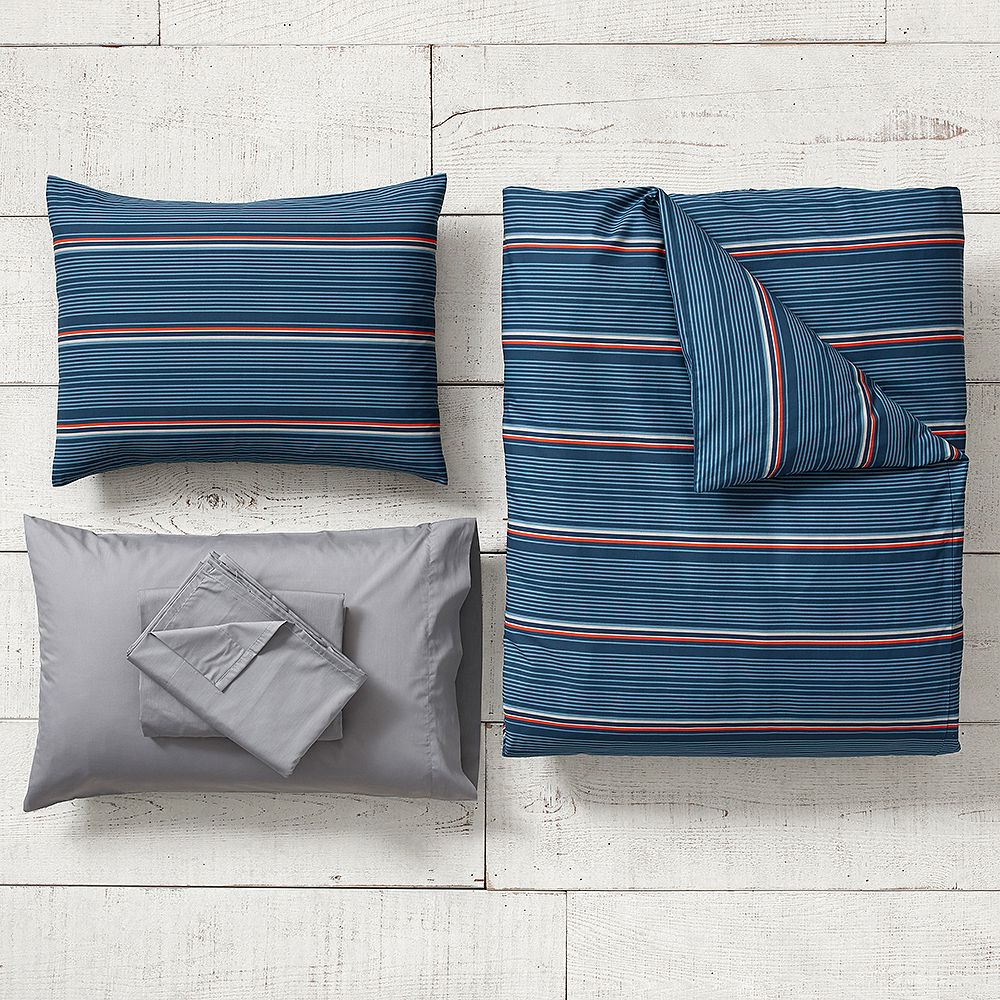 Cali Stripe Duvet Bedding Set with Duvet Cover, Duvet Insert, Sham, Sheet Set + Pillow Inserts