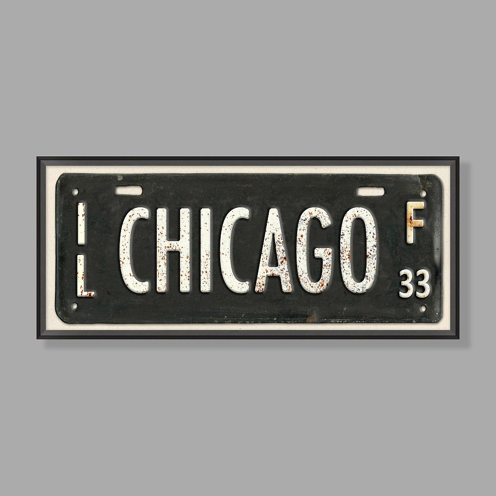 Chicago Framed Art, 33.25&quot;x14.25&quot;