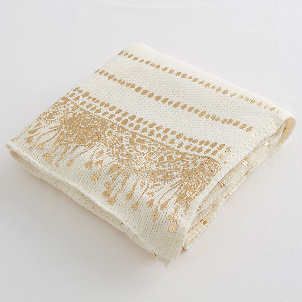 Lilly Pulitzer Gold Printed Knit Throw