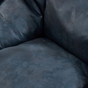 Textured Faux Suede Navy Modern Bean Bag Lounger