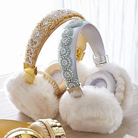 Faux-Fur Bluetooth Beaded Fur Headphones
