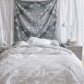 Ruched Diamond Organic Duvet Set