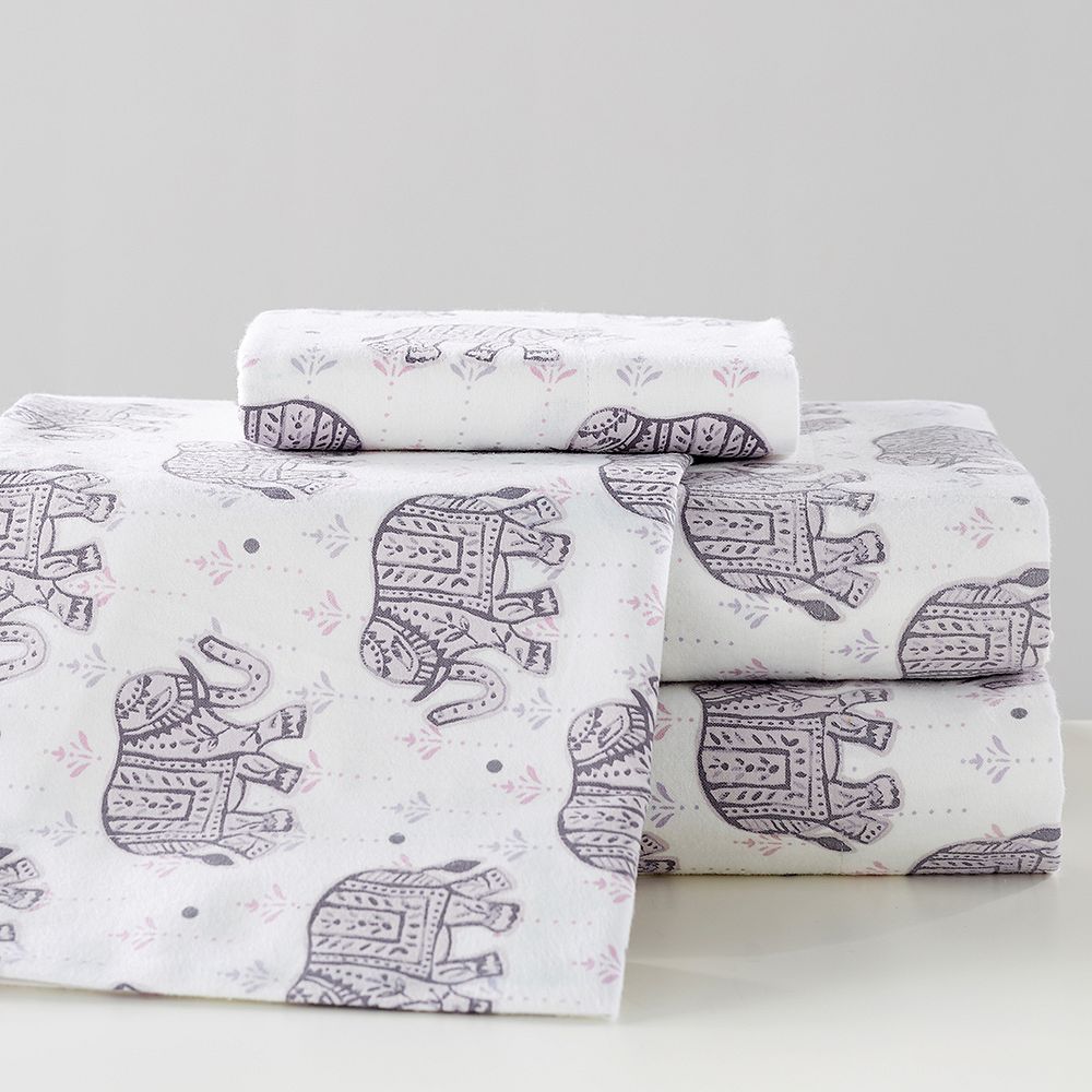 Winter Elephant Flannel Sheet Set