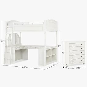 Chelsea Vanity Loft Bed &amp; 5-Drawer Tall Dresser Set