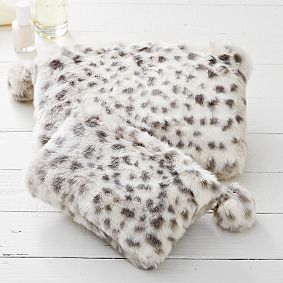 Faux Fur Gray Snow Leopard Beauty Pouches