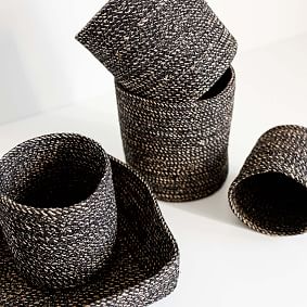 Melia Basket, Black, Set of 4
