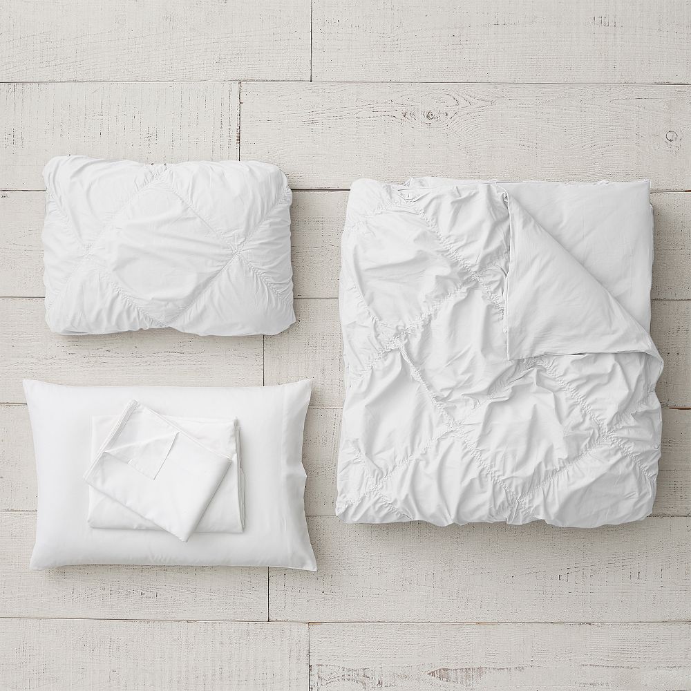 Ruched Diamond Organic Duvet Set