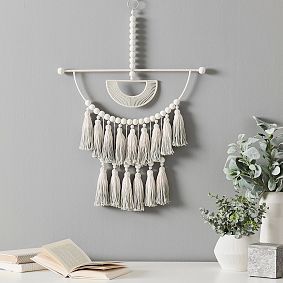 Wood Bead and Tassel Wall Hanging
