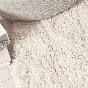 Round Luxe Shag Performance Rug - Ivory