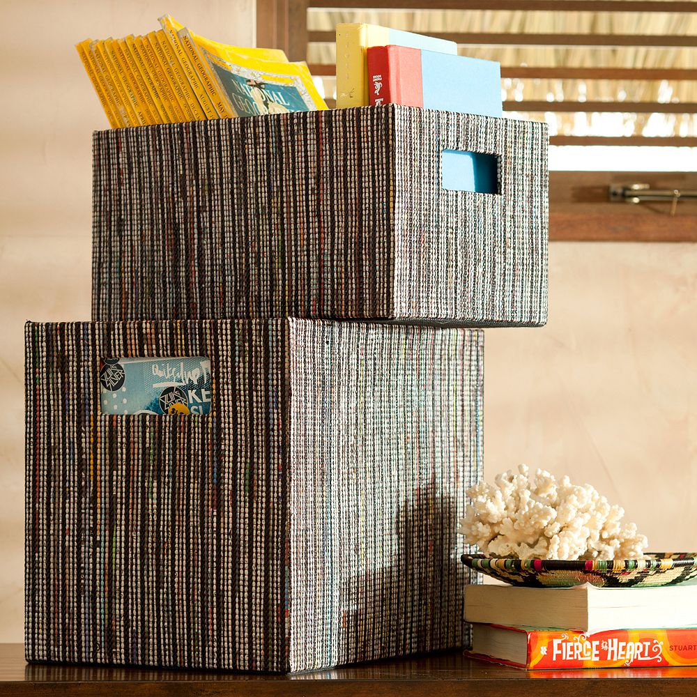 Upcycled Storage Bins - Black/Gray