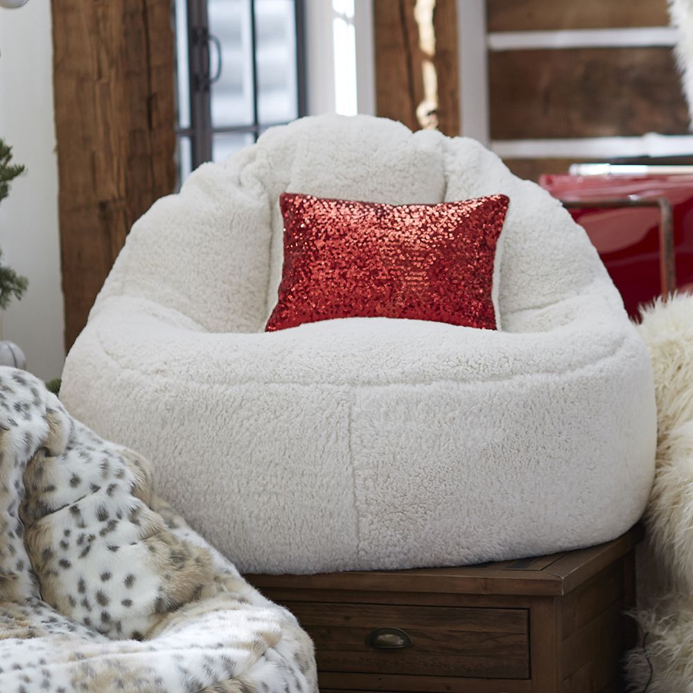 Ivory Sherpa Leanback Lounger Speaker Media Chair