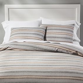 Rustic Stripe Organic  Flannel Duvet Cover