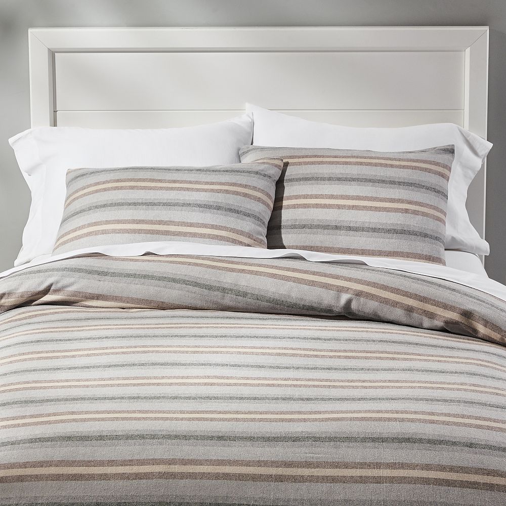 Rustic Stripe Organic  Flannel Duvet Cover