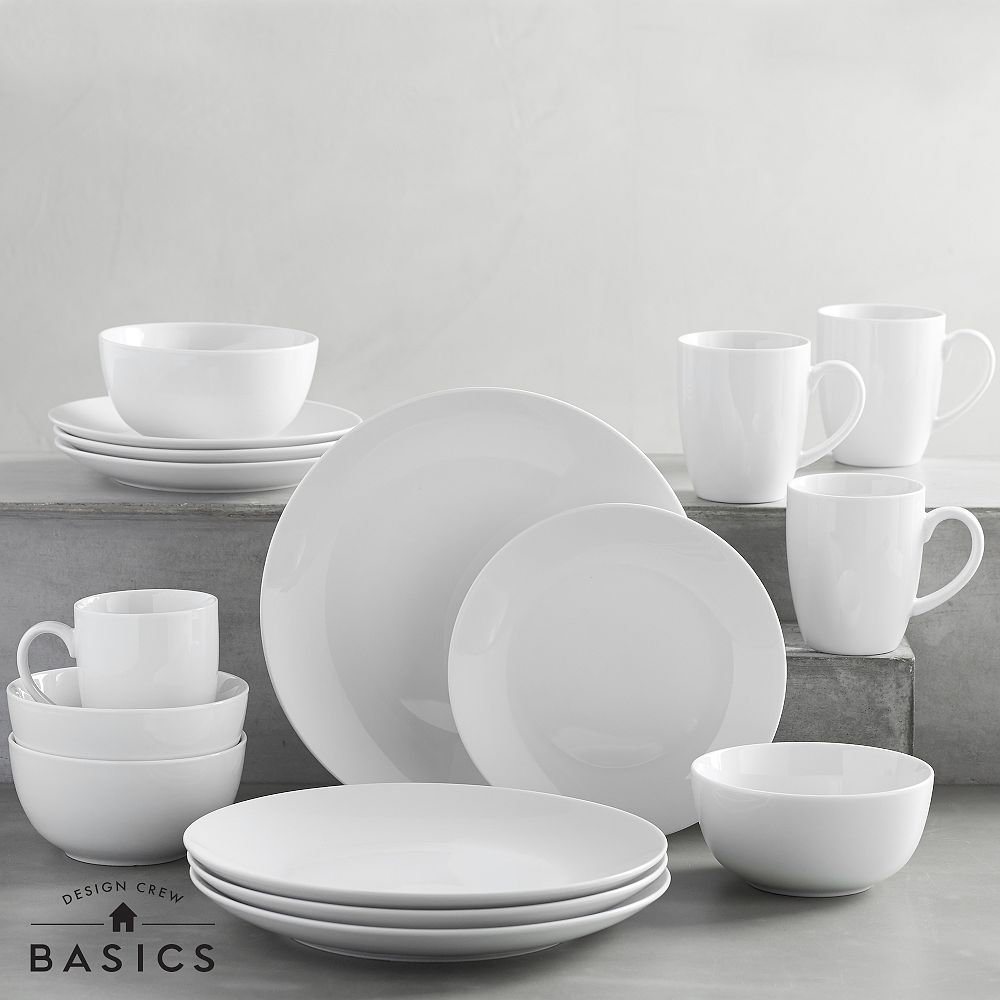 Design Crew Basics Coupe Dinnerware, 16-Piece Place Setting