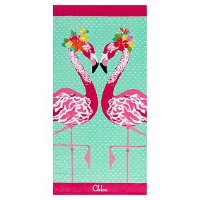 Kiss Me Flamingo Beach Towel