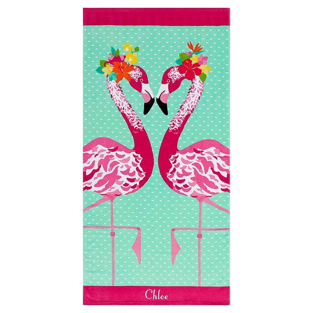 Kiss Me Flamingo Beach Towel