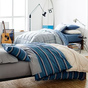 Cali Stripe Duvet Bedding Set with Duvet Cover, Duvet Insert, Sham, Sheet Set + Pillow Inserts