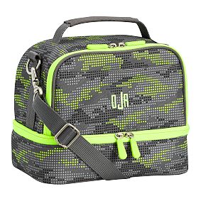 Gear-Up Dot Camo Gray Neon Dual Compartment Lunch Bag