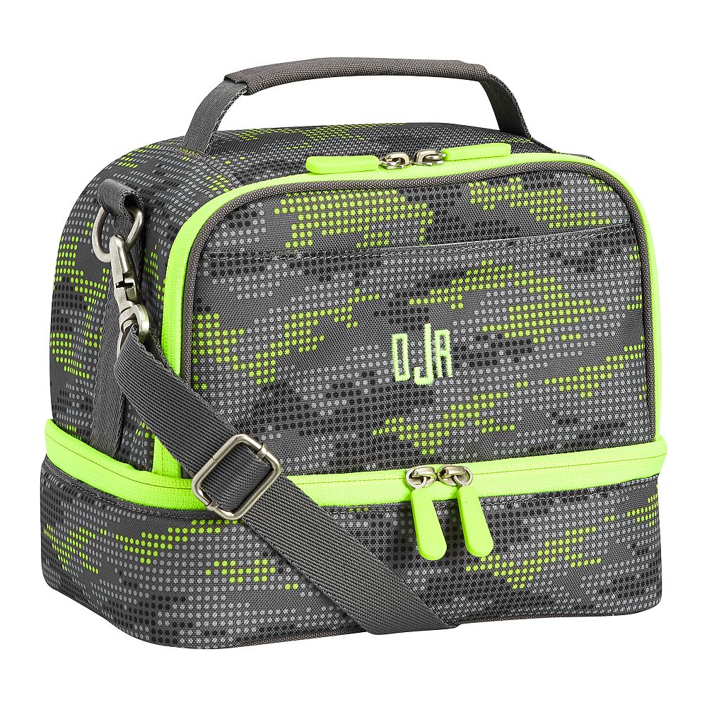 Gear-Up Dot Camo Gray Neon Dual Compartment Lunch Bag
